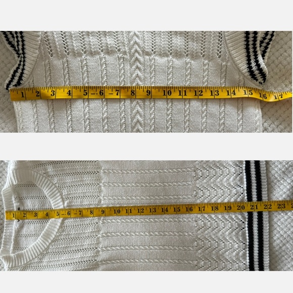 VIGOSS Textured Knit Flutter-Sleeve Top, Small white w/black stripes - Picture 8 of 8